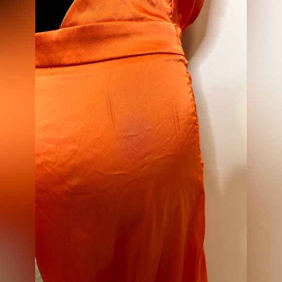 ◾️3/$25 SHEIN Satin Rushed Midi Dress Plunge Neckline Criss Cross Back - Picture 7 of 9